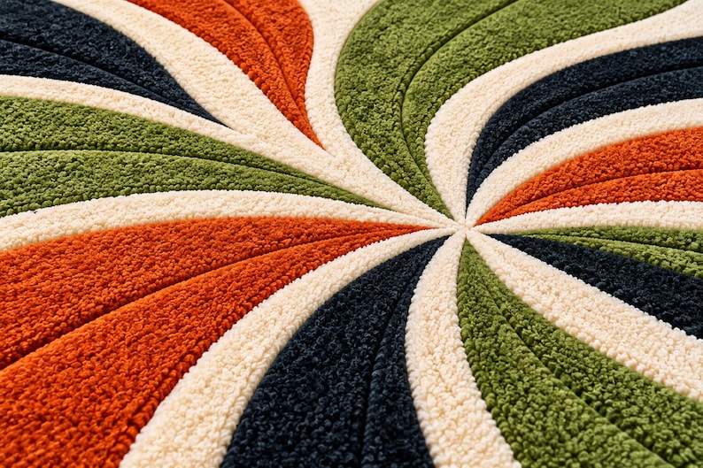 Organic Pastel Rug Texture Modern Abstract Tufted Wool Rug, Olive Green Rust Orange Black Cream ...