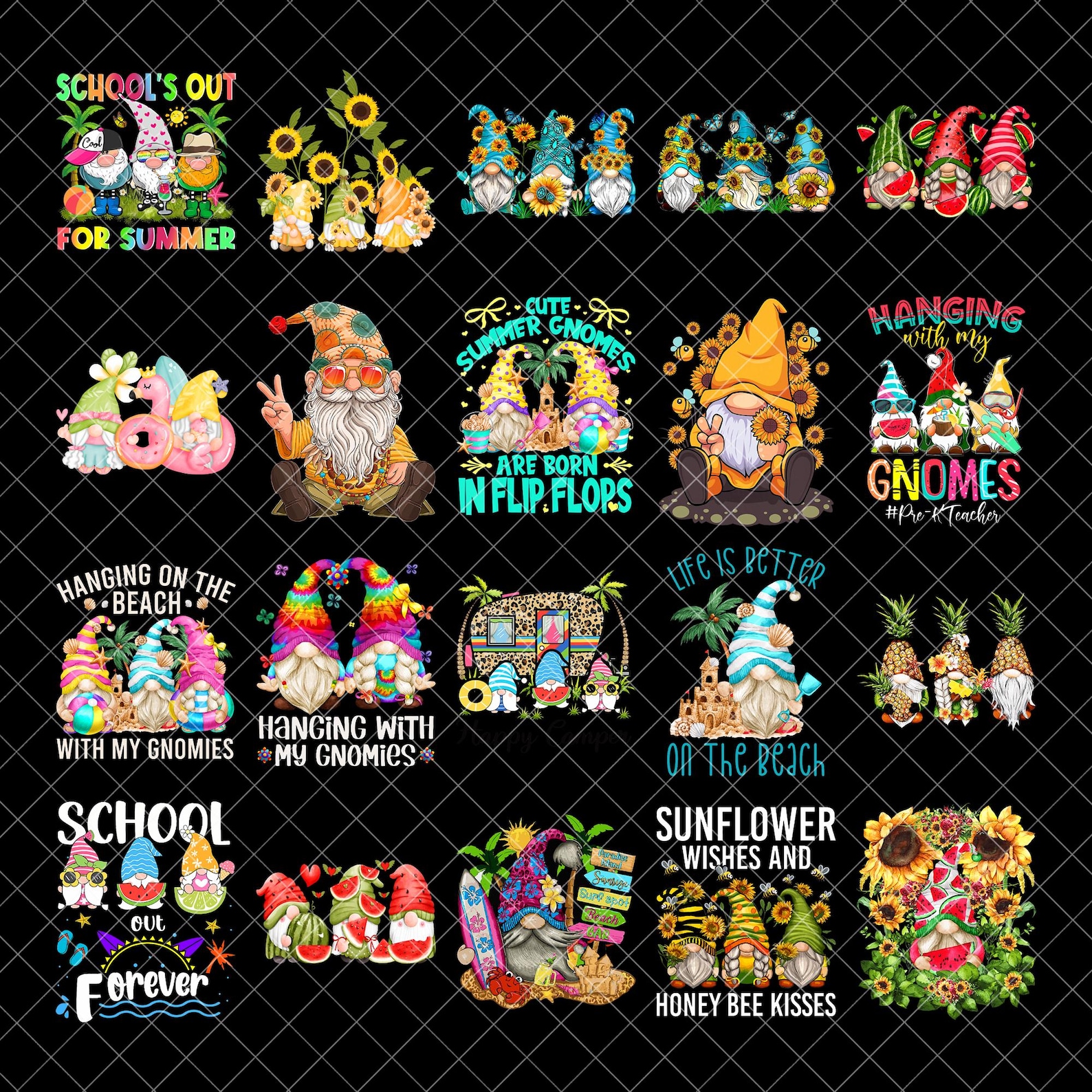 Summer Garden Gnomes Png Bundle, Lemon Strawberry Watermelon Gnome Art ...