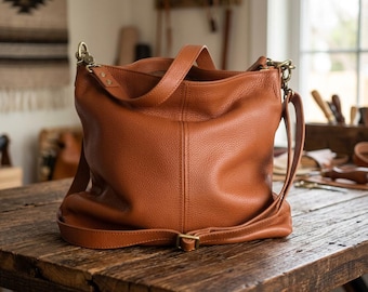 Soft Leather Crossbody Tote Bag Women