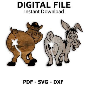 Funny Donkey Pig Butt Bread Clip SVG – Laser Cut Food Bag Holder (Digital File)