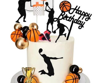 Basketball Cake Toppers 25 PCS Black Gold Boy Birthday Sport Party Cake Decoration Set baptism cake topper Cupcake topper
