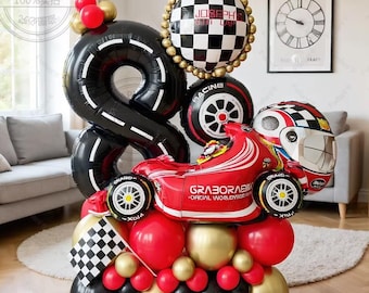 Racing Car Birthday Balloon Set | Vehicle Theme Party Decorations