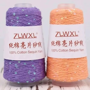 100% Cotton Sequin Yarn, Beaded Knitting Craft Supply