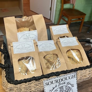 Kraft Bread Bags With Window – Sourdough Bakery Storage, Includes Stickers & Ties