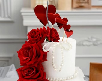 Artificial Rose Cake Topper Set, 3D Flowers for Birthday, Wedding Party Supplies baptism cake topper Cupcake topper
