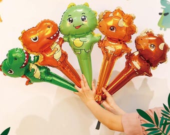 Dinosaur Balloon Party Favors, 10pcs Dino Foil Balloons for Boy Birthday Baby Shower, Kids Dinosaur Party Decor, Dino Birthday Decorations