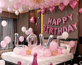 Rosa Konfetti-Ballon-Set - LOVE Foil Letters - Weltweiter kostenloser Versand - 21 Tage kostenlose Rückgabe - Princess Tea Party & Proposal Decor