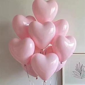 20pc Pink Macaron Heart Balloons – Pastel Latex Party Decor, Baby Shower, Birthday Decor, Gender reveal