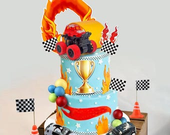 Monster Truck Cake Topper, Personalized Birthday Party Decoration, Acrylic Jam Topper baptism cake topper Cupcake topper