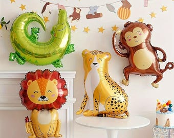 Large Safari Birthday Balloons Set of 1, Jungle Animal Party Decorations, Lion Giraffe Elephant Balloons, Safari Baby Shower Decor