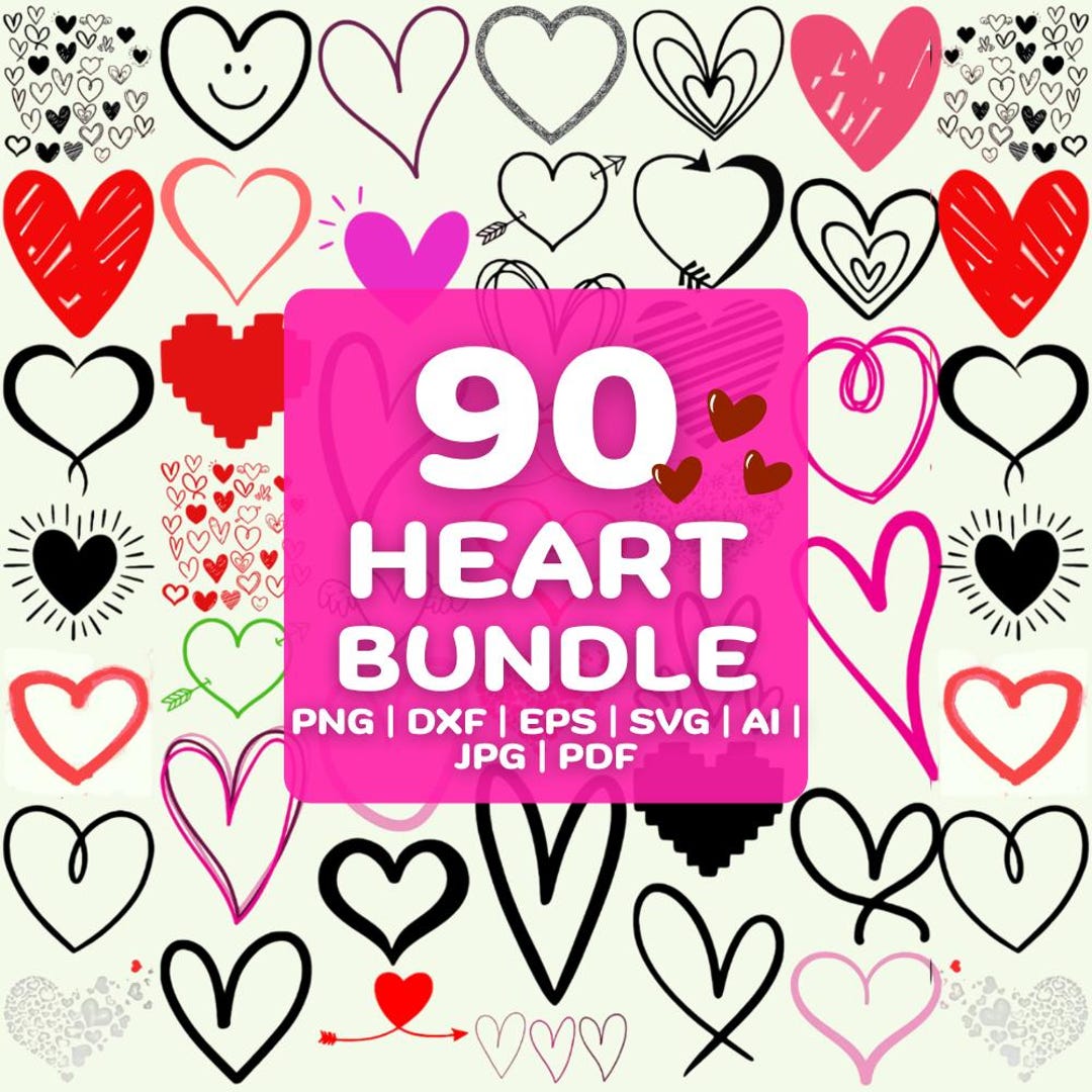 Heart SVG Bundle | Love Cut Files for Cricut | Valentine Clipart ...