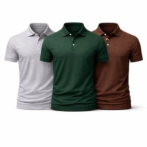Men's Cotton Blend Slim Fit Polo Shirts – Pack of 3 Casual Golf Tees