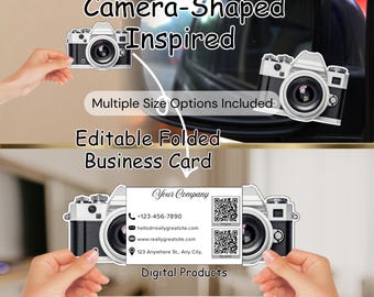Photography Folded Business Card Templates | Editable Canva template (10 different templates sizes)