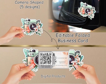 Photography Folded Business Card Template | Editable Photographer Template | INSTANT DOWNLOAD