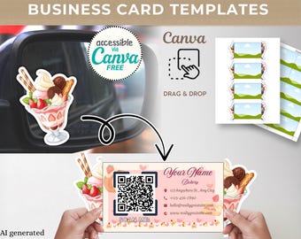 Ice Cream Business Card Templates | 10 Sweet Sundae Designs (Digital Download)