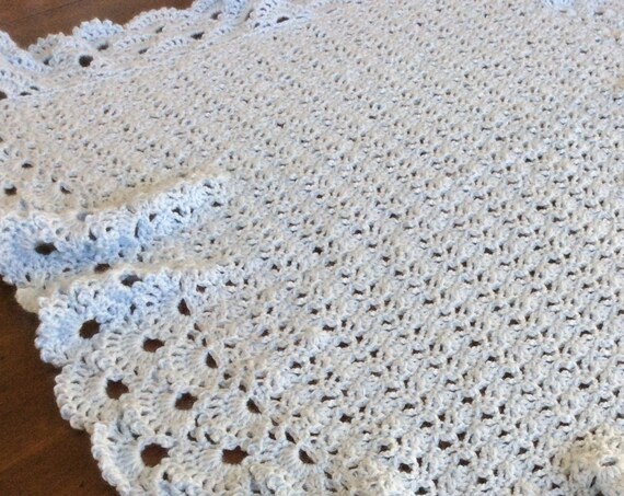 Baby blanket, handmade crochet shell design, 3 tier picot edging, soft Paton Beehive QUALITY yarn, Christening, baby shower gift
