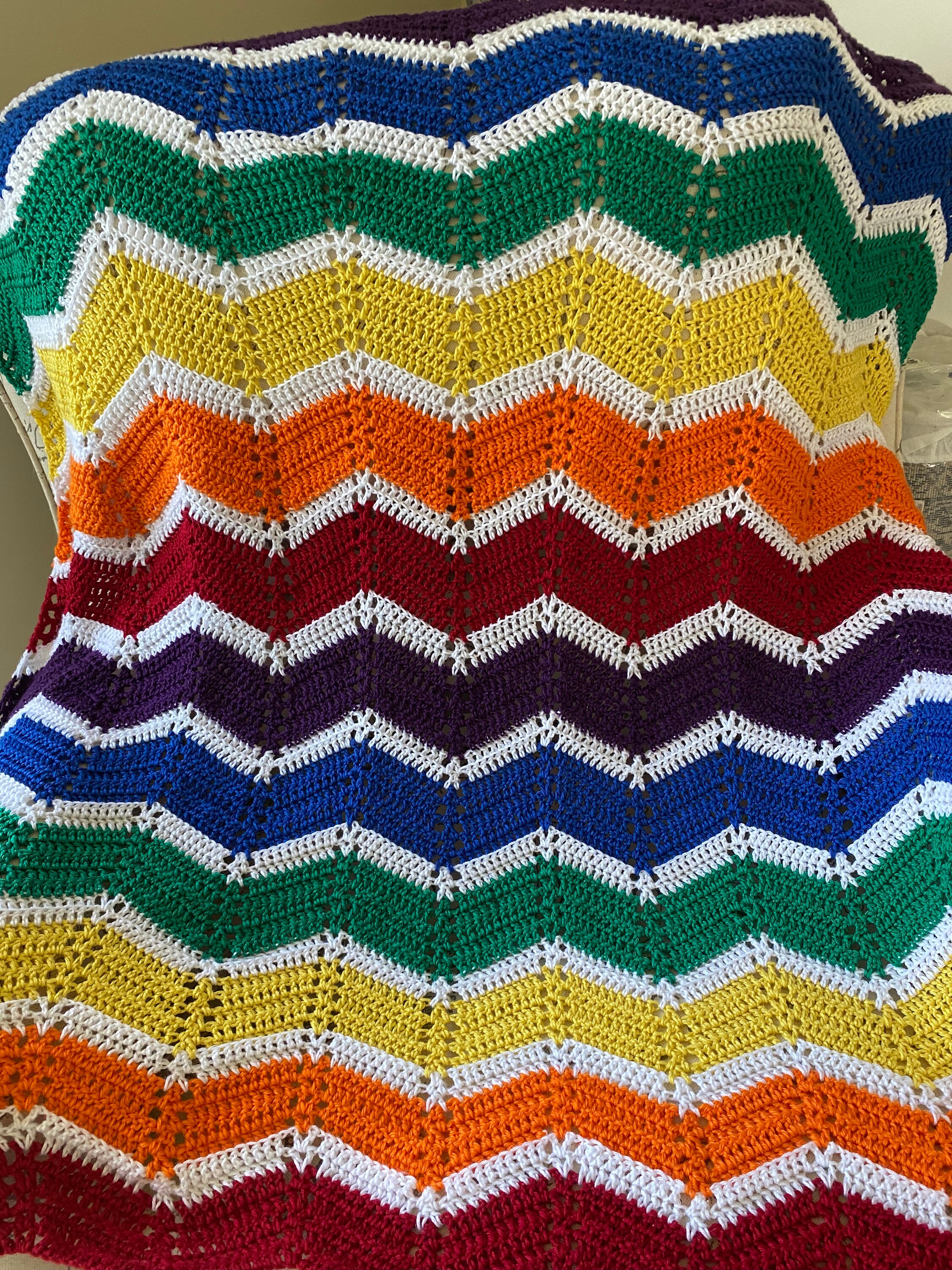 Rainbow chevron blanket crochet pattern sale