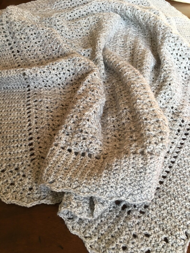 Baby blanket light gray crochet 3 sizes beautiful textured Etsy