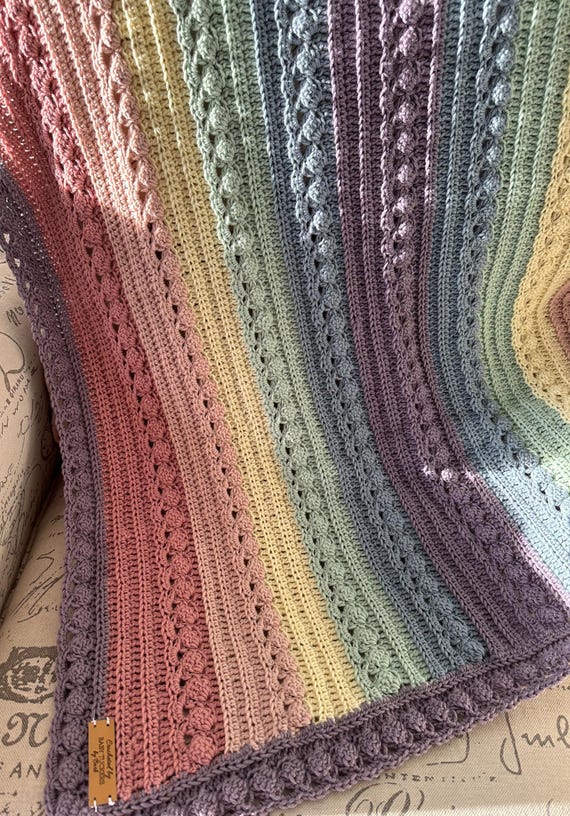 Rainbow Crochet Baby Blanket: Soft Cashmerino Wool Blend (33x40)