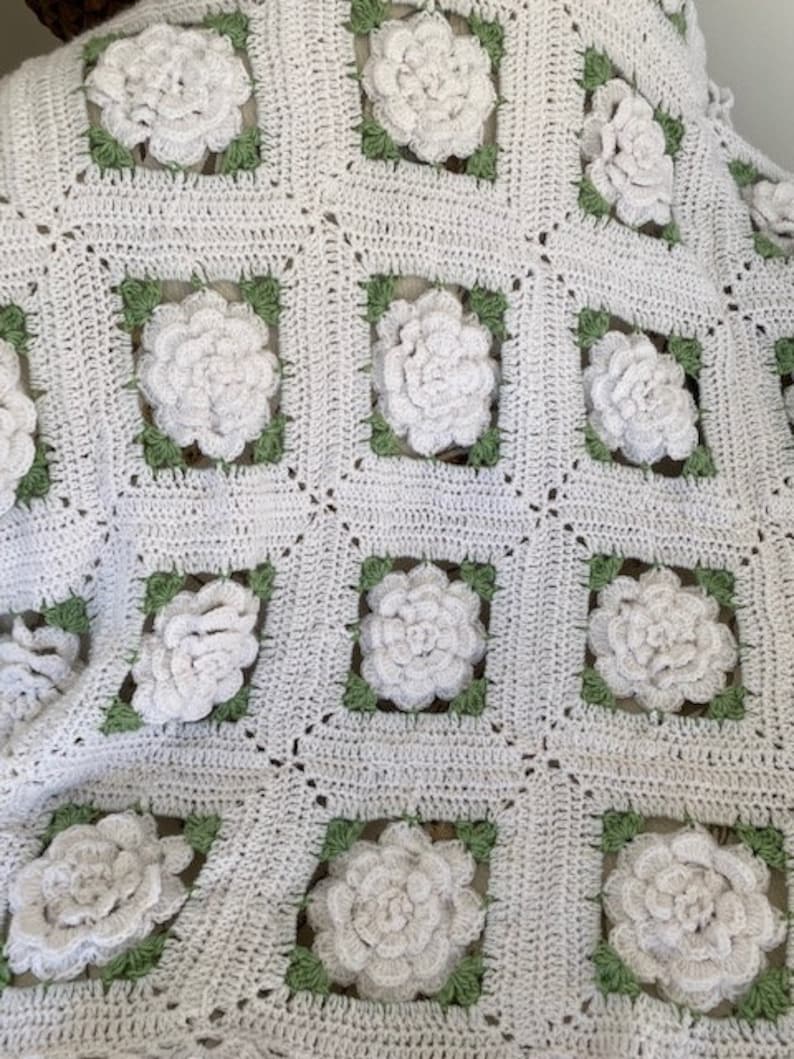 Rose Crochet flower blanket 2 adult /full SizesOriginal Baby Etsy