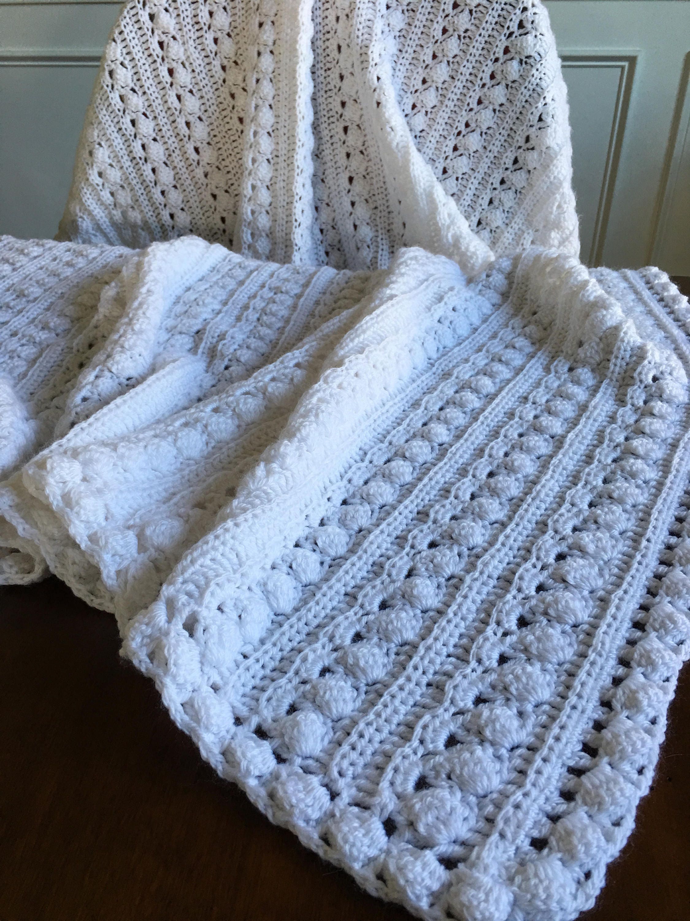 Baby Blanketwhite Crochet Cable Design2 Sizes Super Soft | Etsy