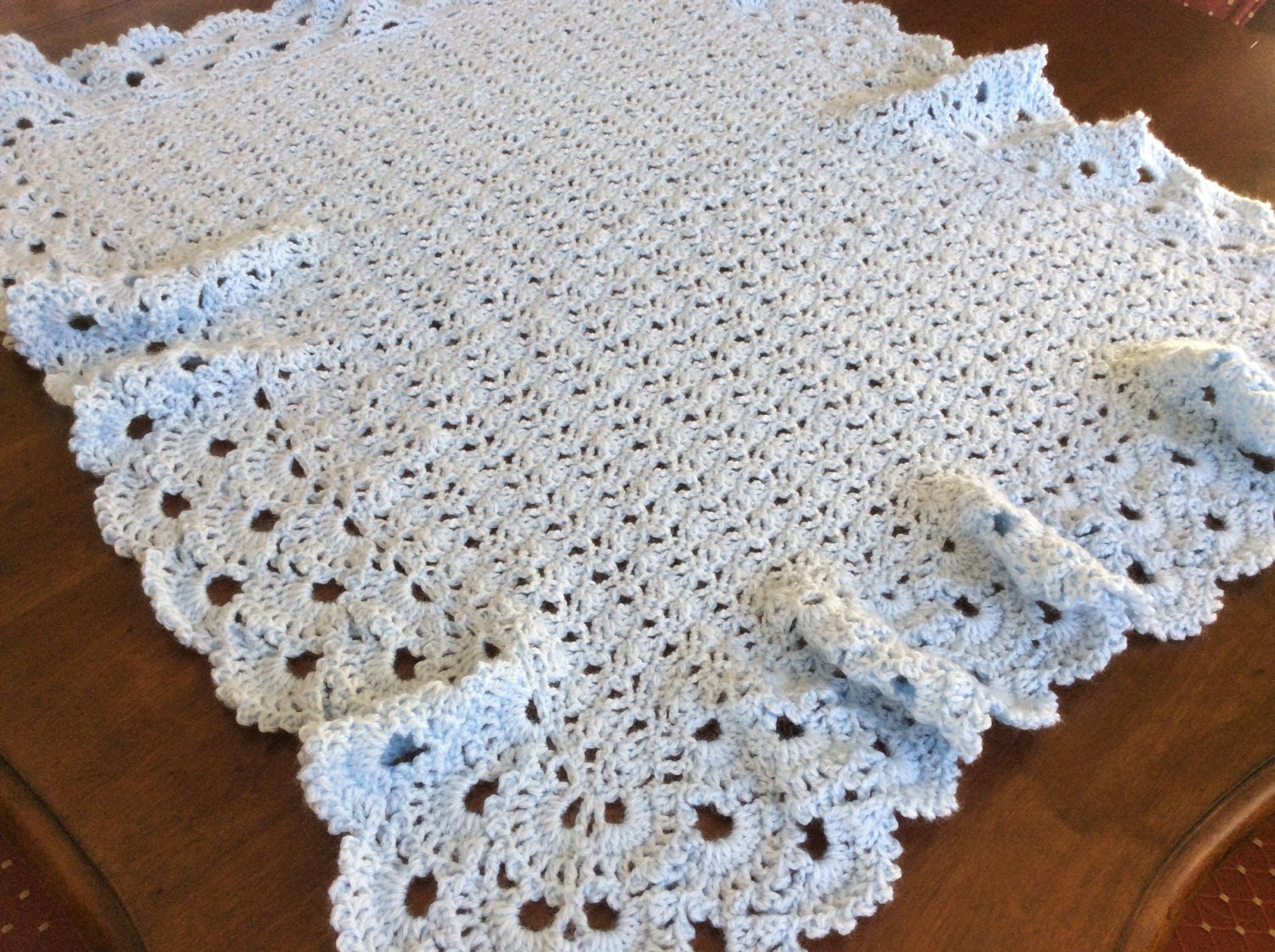 Baby Blanket Handmade Crochet Shell Design 3 Tier Picot - Etsy