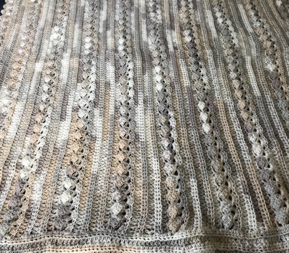 Crochet Boho Baby Blanket: Variegated Cable Knit, Gender Neutral