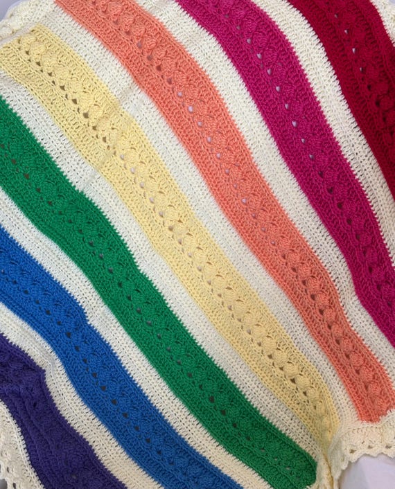 Crochet Rainbow Baby Blanket: Soft Yarn, Baby Tuckers Design (38x38)