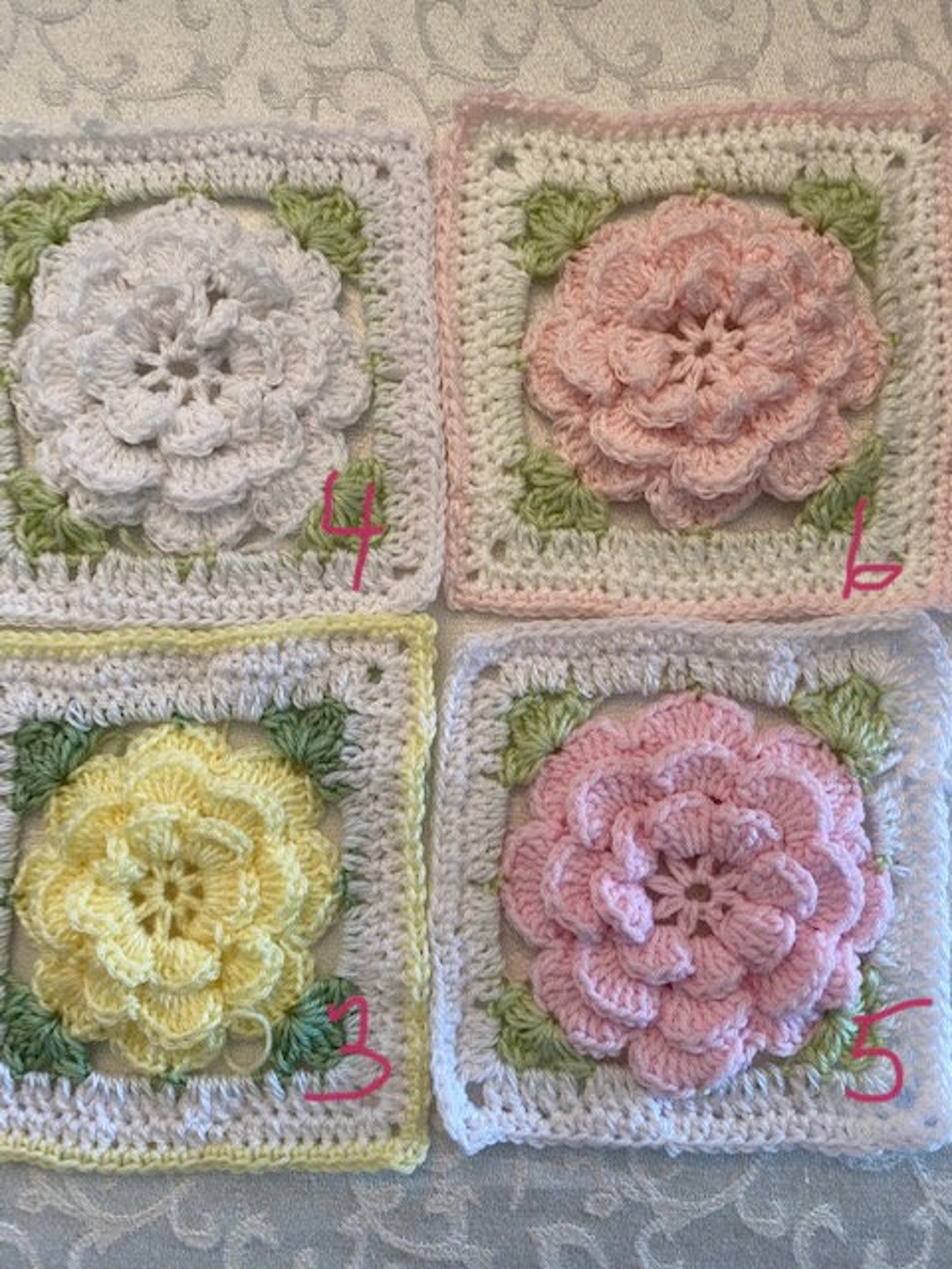 Rose Crochet flower blanket 3 adult/large sizes Original Etsy