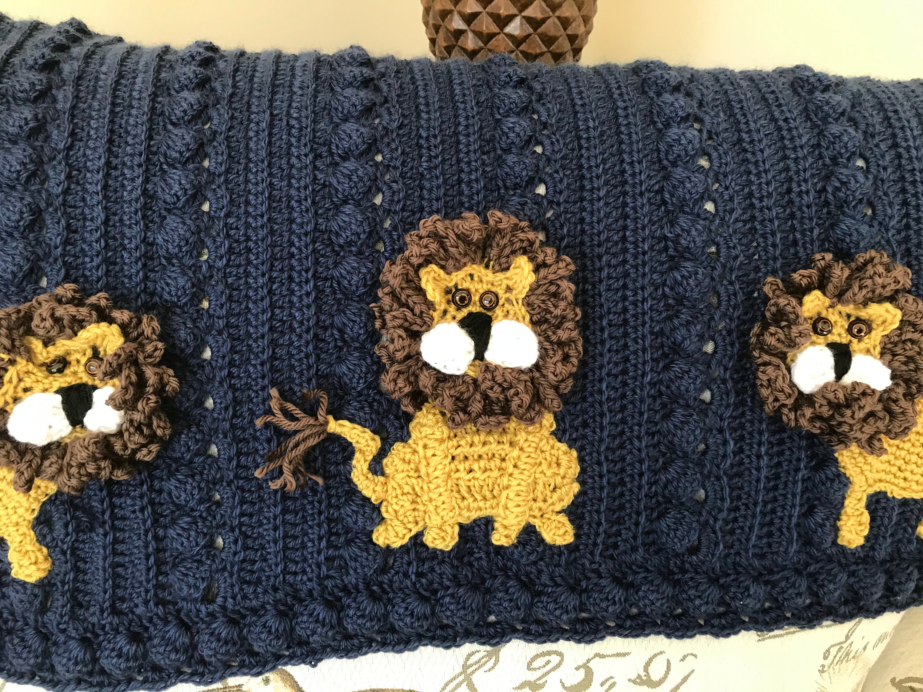 Crochet Lion Baby Blanket Original Design Farm Safari Zoo Woodland Nautical Themes Available 2 Sizes Choice Of Animals And Colors