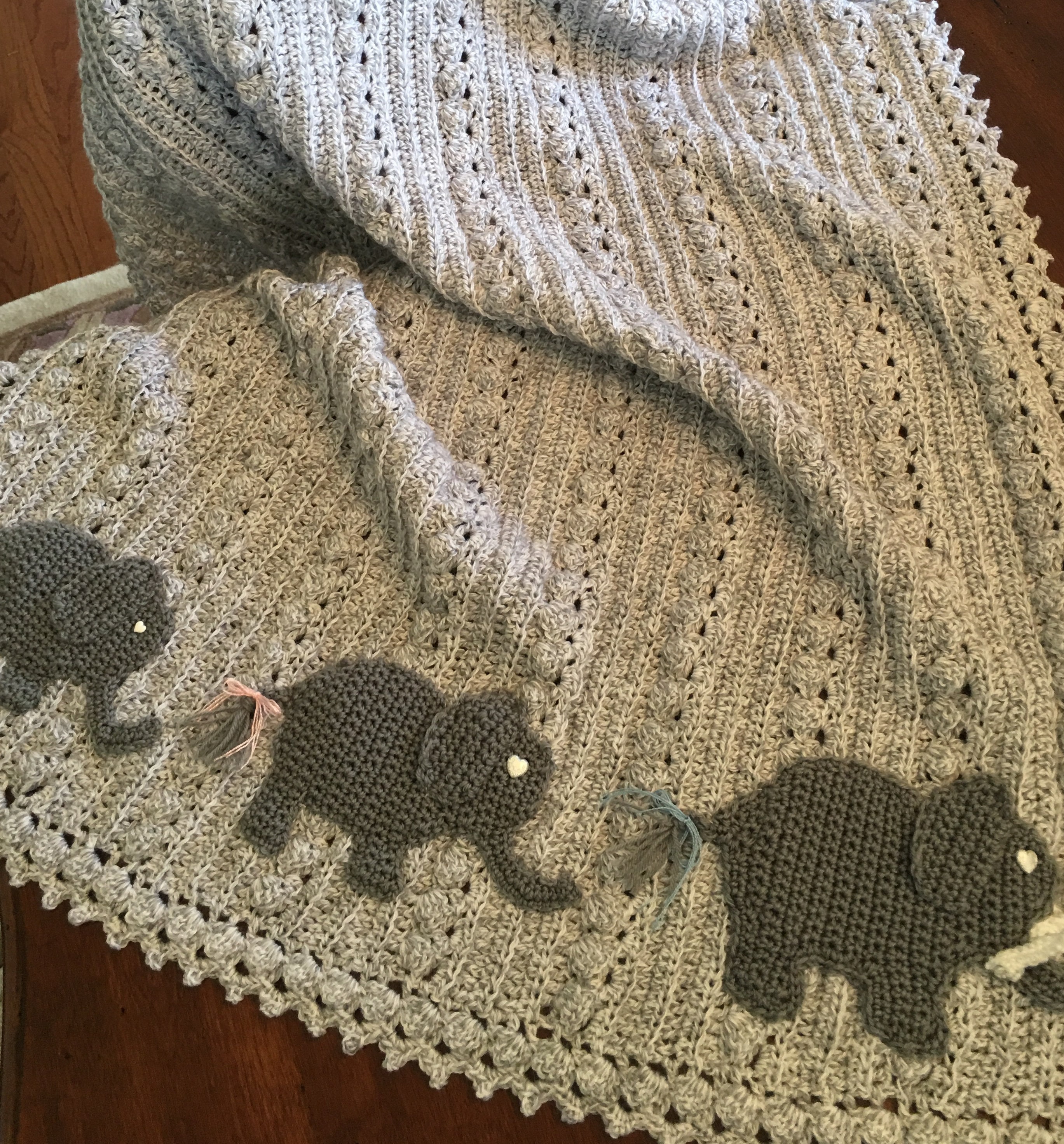 Crochet baby elephant family blanket,dad,mom and baby, Safari, jungle