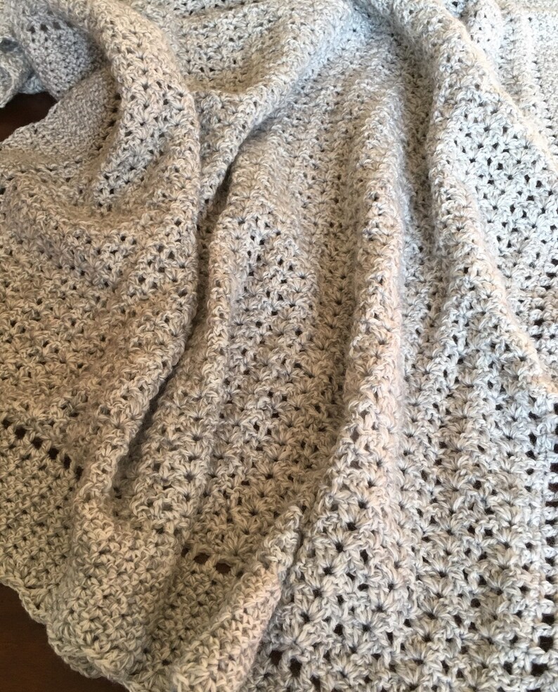 Baby blanket light gray crochet 3 sizes beautiful textured Etsy