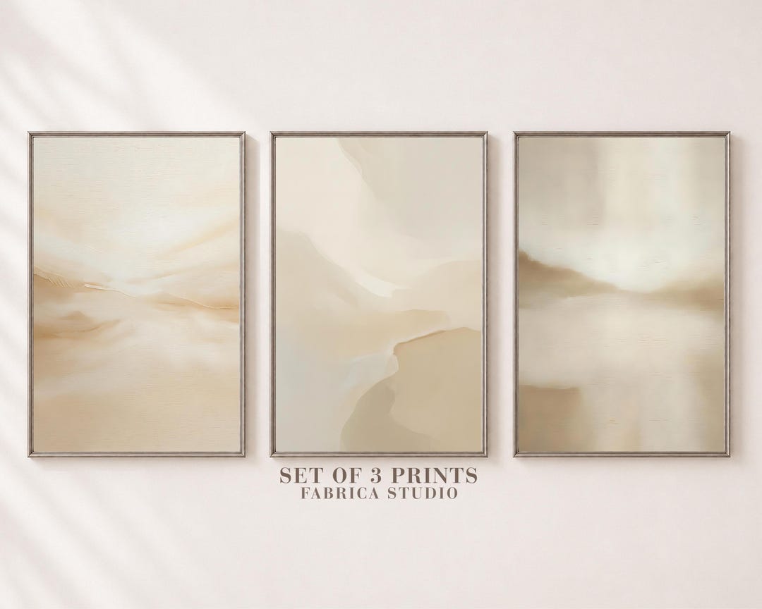 Neutral Beige Abstract Landscape Set of 3, Minimalist Wall Art Prints ...