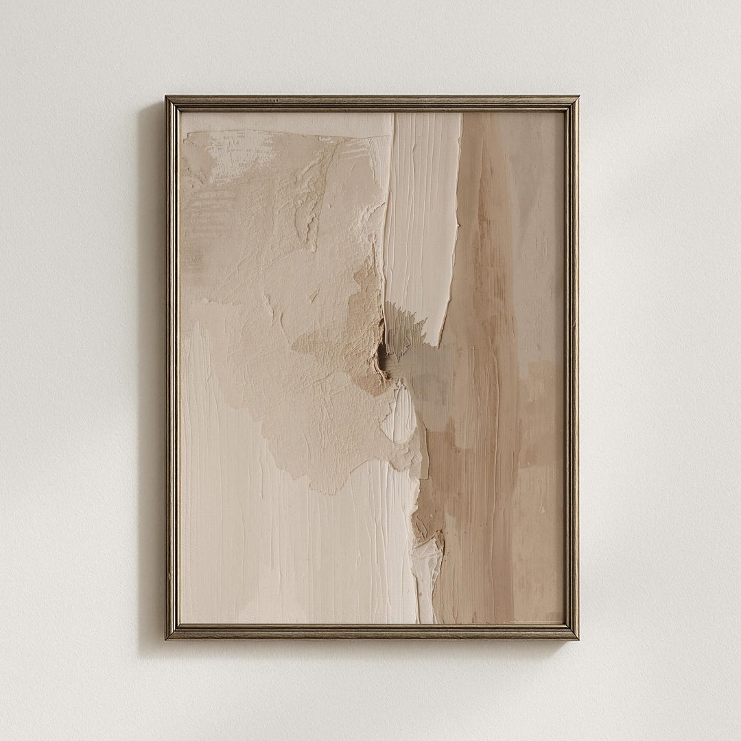 Plaster Wall Art, Neutral Beige Abstract Print, Minimalist Wabi Sabi ...