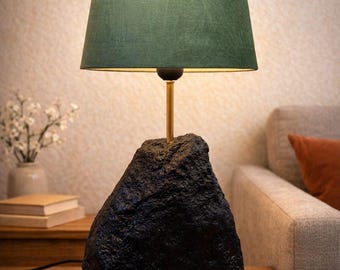 Stone Table Lamp – Handcrafted Natural Rock Lamp – Sculptural One-of-a-Kind Interior Light