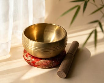 Personalized Tibetan Singing Bowl, Handcrafted Meditation Bowl, Brass Sound Bowl, Relaxation Zen Gift, Spiritual Decor Bowl