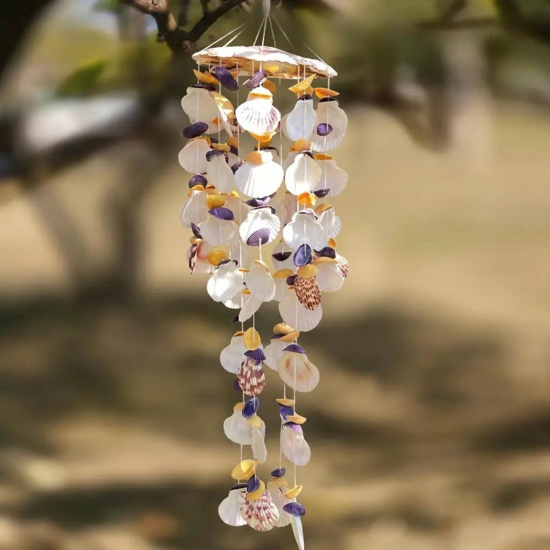 Handmade Seashell Wind Chime, Coastal Boho Garden Decoration, Beach ...