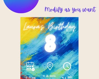 Colorful Editable Birthday Invitation for Boys and Girls