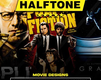 60+ Cinematic Movie Halftone Bundle PNG A2 A3 A4 | DTF DTG T-Shirt Graphics | Streetwear Film Design Pack | No Background | Digital Download
