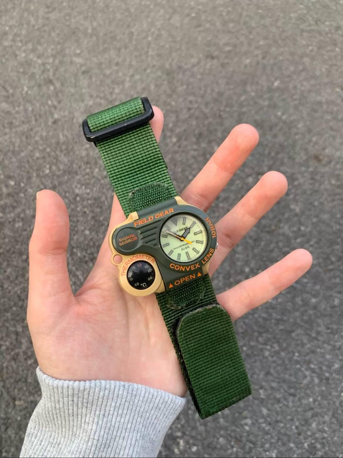 Vintage 90s Seiko Alba Field Gear Watch | Green Tactical Gorpcore