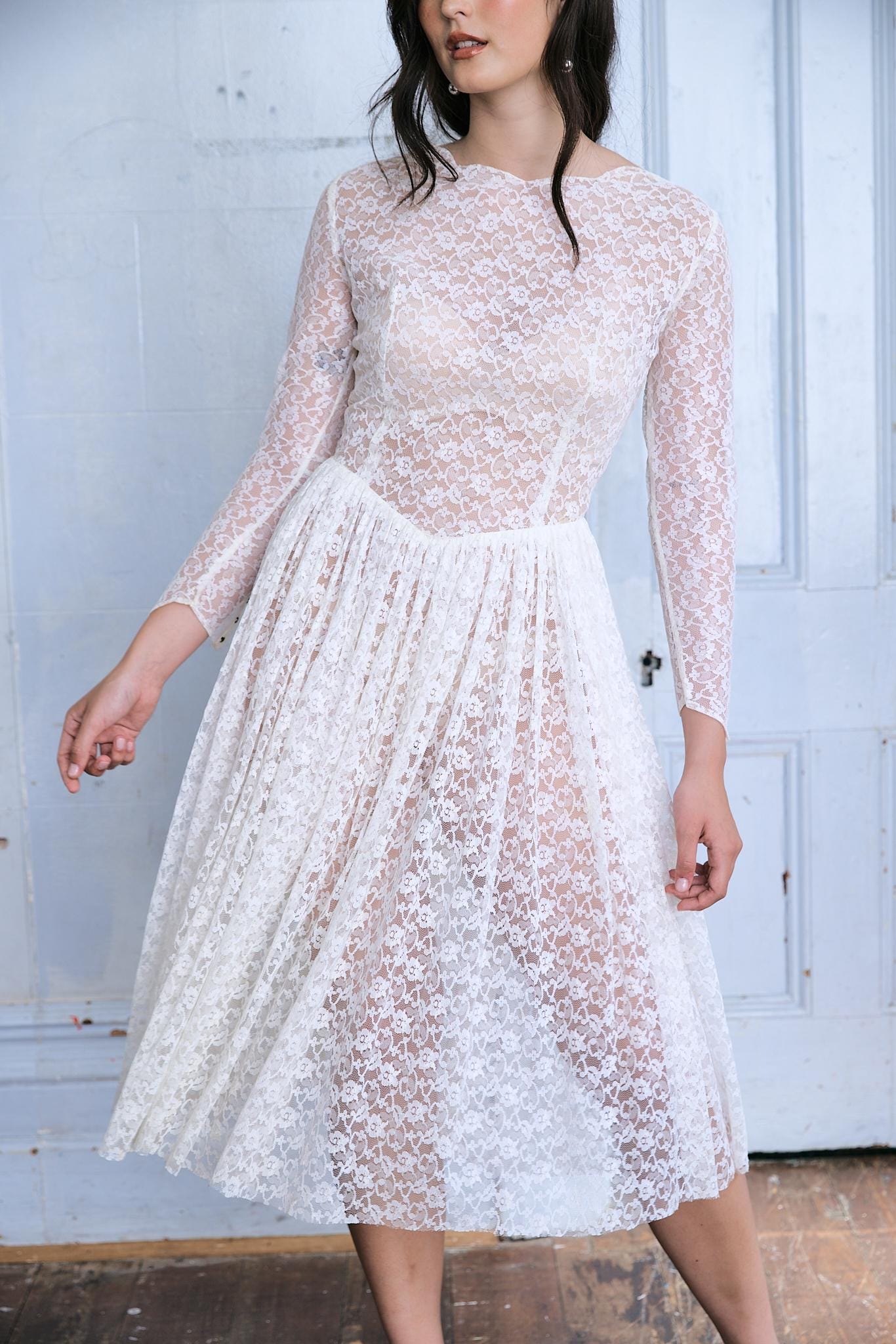 Vintage Semi-sheer Lace Ballet Core Dress - Etsy