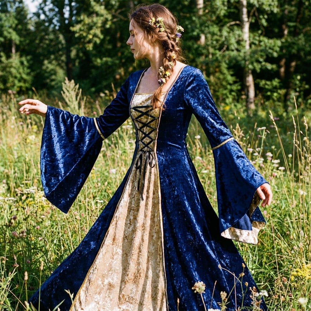 Blue Medieval Dress – Renaissance Velvet Gown for Women - Etsy