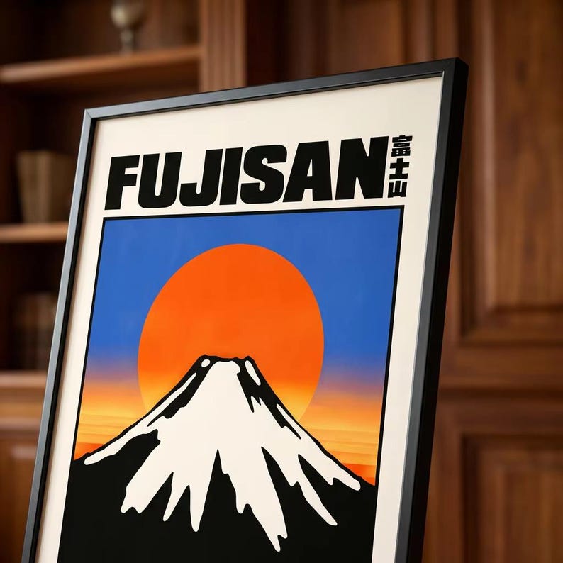 Mount Fuji Poster | Japanese Vintage Travel Art Print | Fujisan Wall ...
