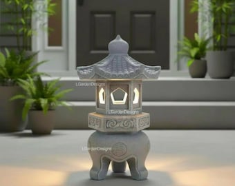 Japanese Cast Iron Garden Lantern. Outdoor Ornament. Pagoda
