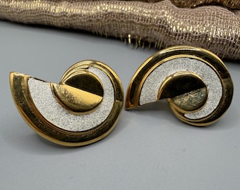 Butler Vintage Clip On Earrings | Gold Silver Sculptural Statement