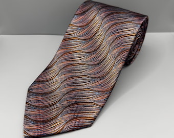 Vintage Bellissimo Silk Tie with Abstract Wave Pattern