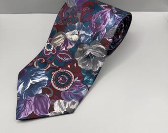 Vintage Floral Silk Tie by Paul Conti | Statement Men’s Necktie