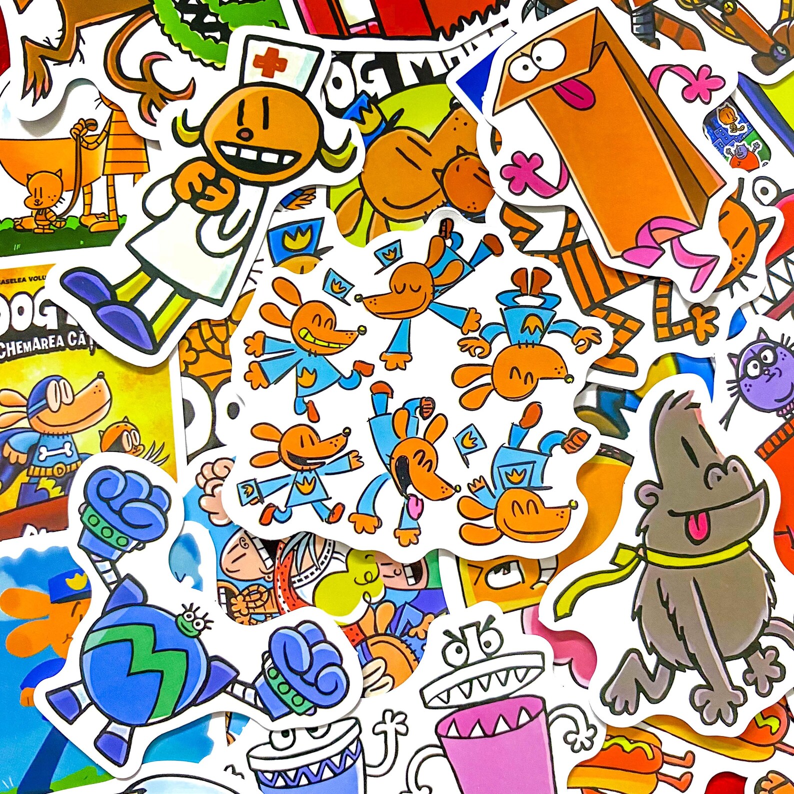 Pack of 50 Dog Man Comic Stickers, Funny Hero Stickers, Cartoon Book ...