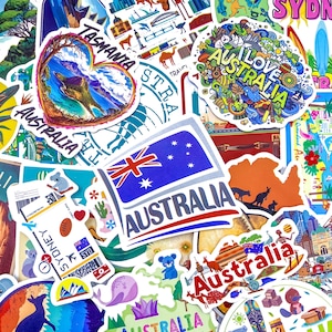 Pack of 50 Australia Travel Stickers, Sydney Opera Stickers, Kangaroo Koala Stickers, Waterproof Stickers for Teens, Adults, Travelers