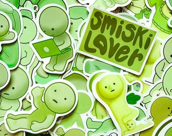 Pack of 50 Cute Smiski Little Green Man Stickers, Green Blob Stickers, Kawaii Stickers, Funny Stickers, Waterproof Stickers for Kids, Teens